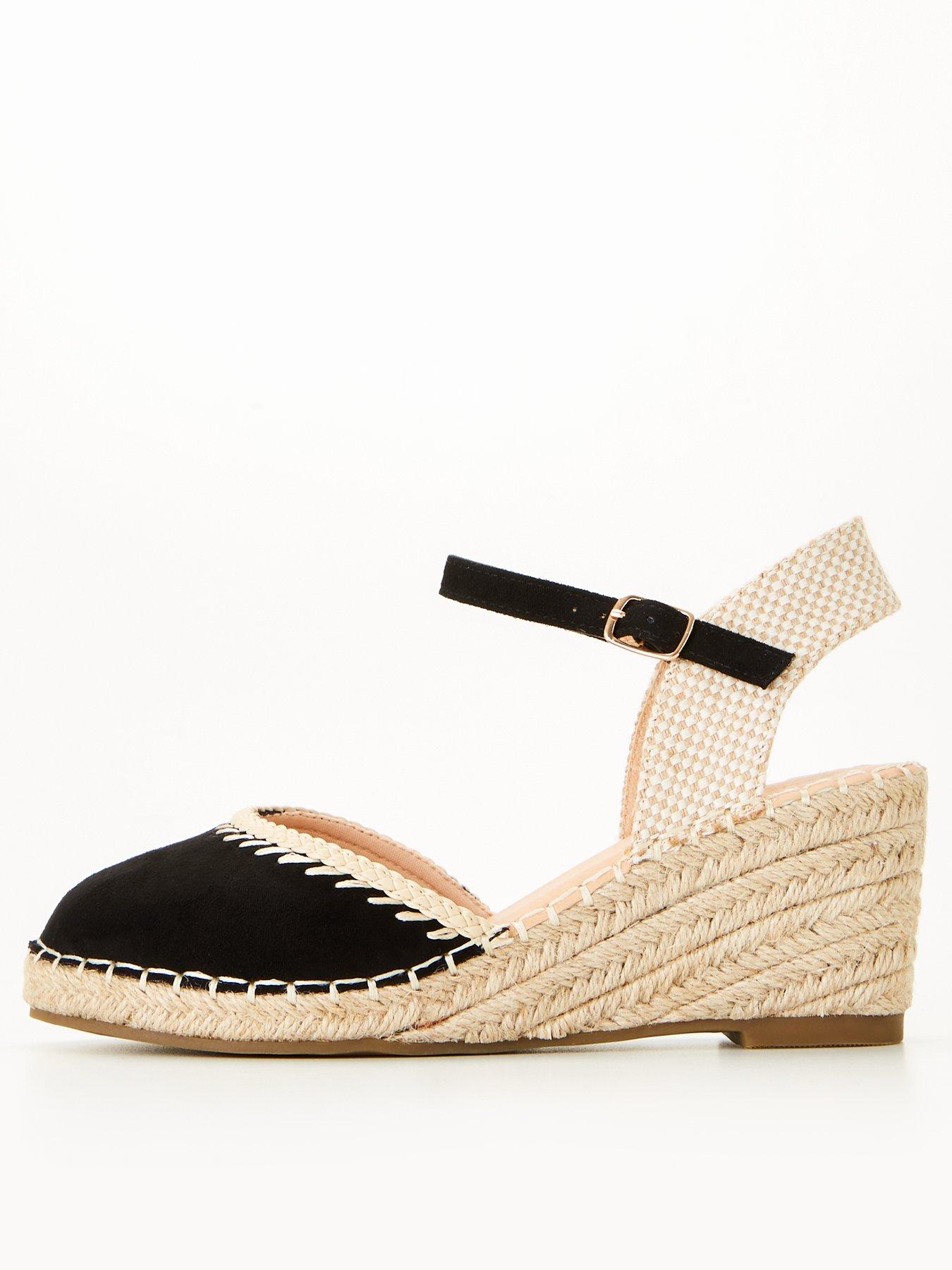 Wide Fit Low Closed Toe Wedge Black