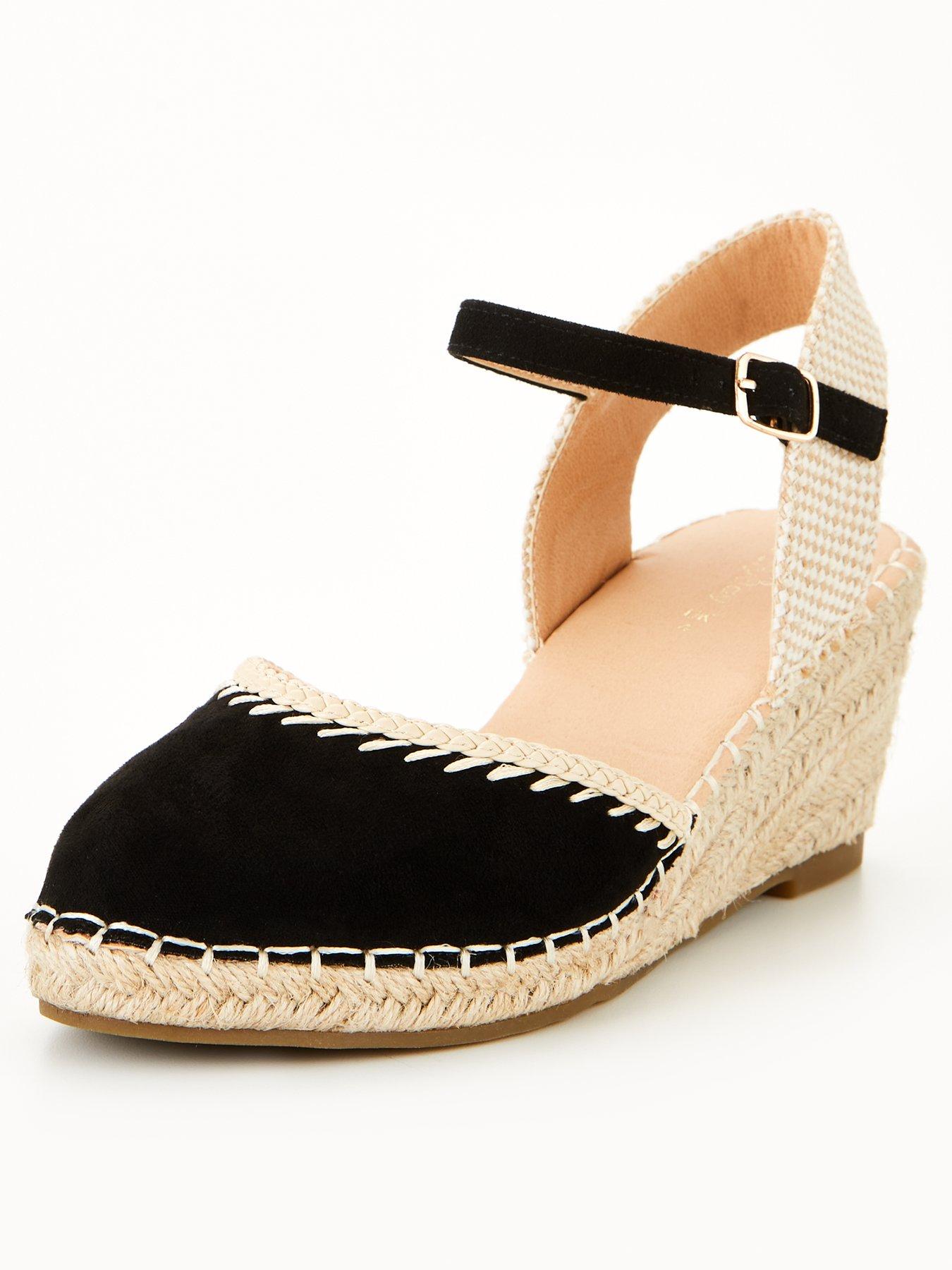 Everyday Wide Fit Low Closed Toe Wedge Black very