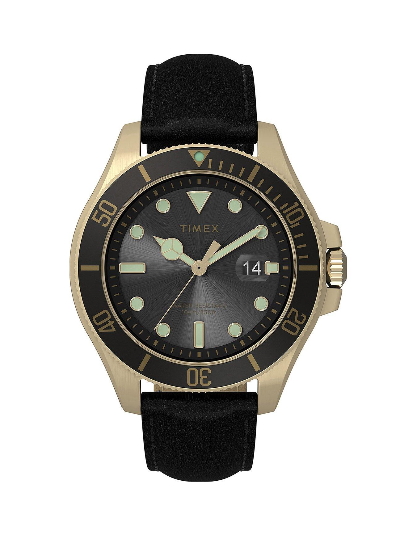 Product photograph of Timex Harborside Coast 2-tone Men S Leather Watch from very.co.uk