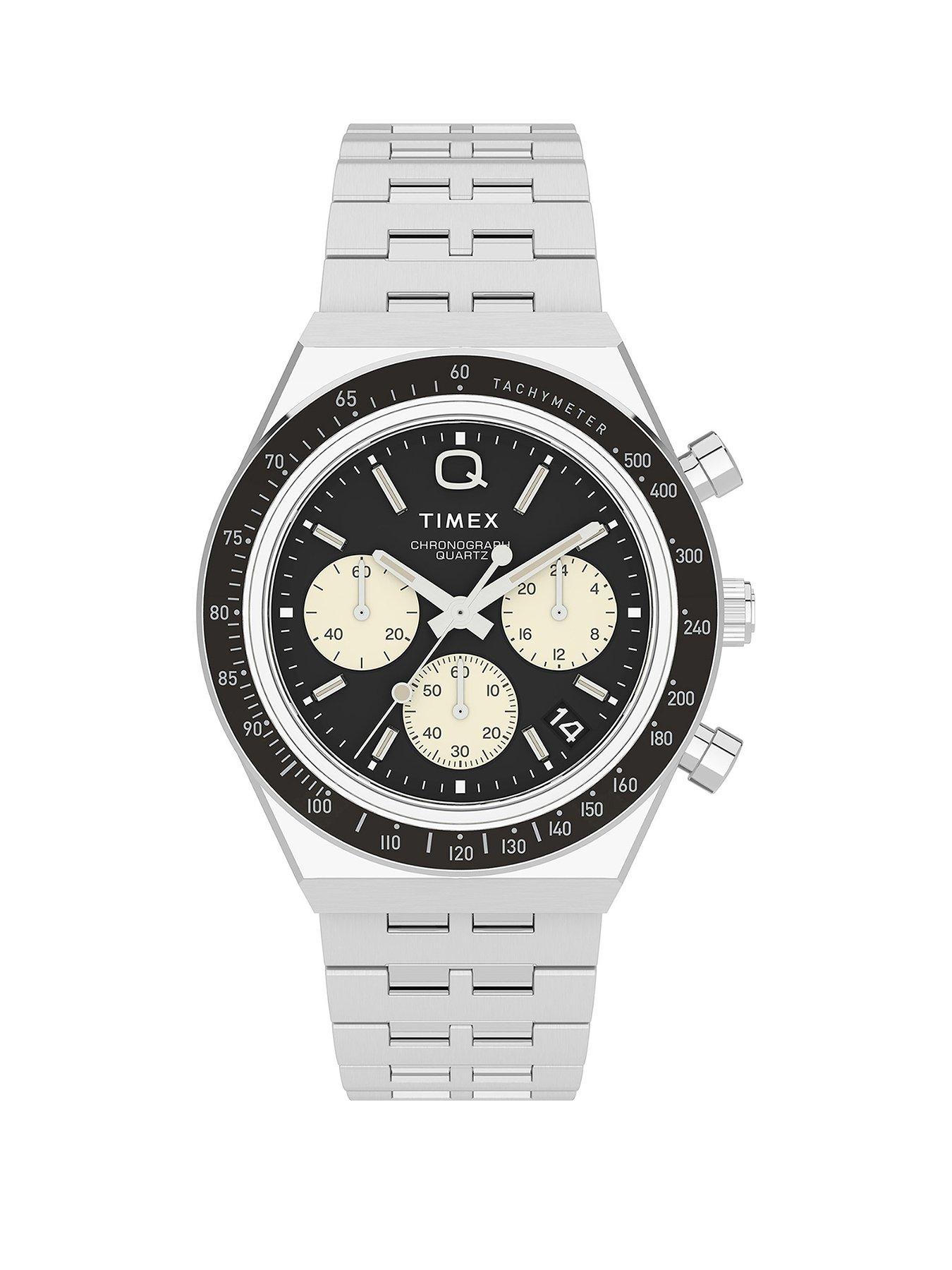 Product photograph of Timex Special Projects Stainless Steel Archive Q Timex Chronograph Watch from very.co.uk