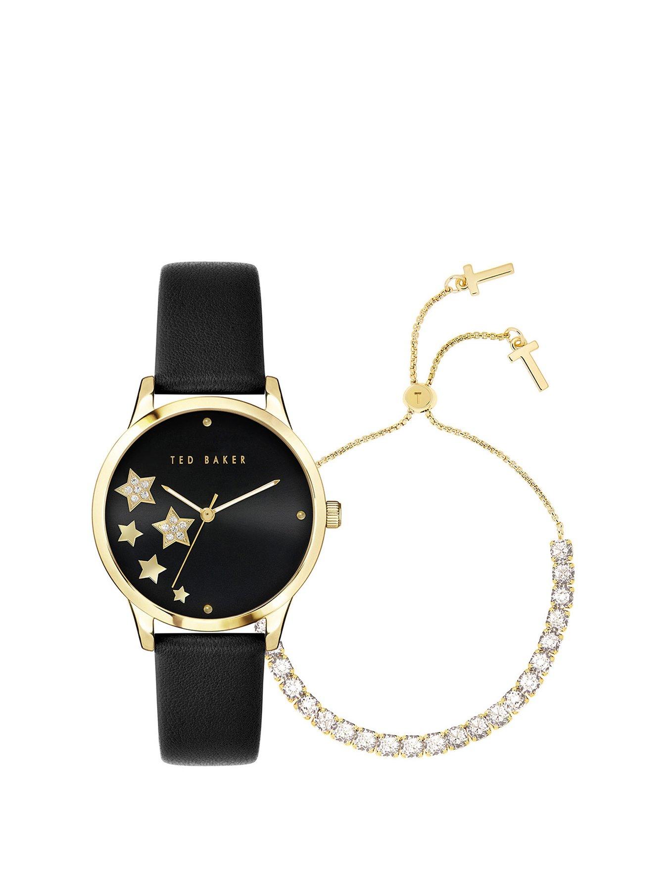 Product photograph of Ted Baker Stars Watch With Icon Crystal Bracelet Gift Set from very.co.uk