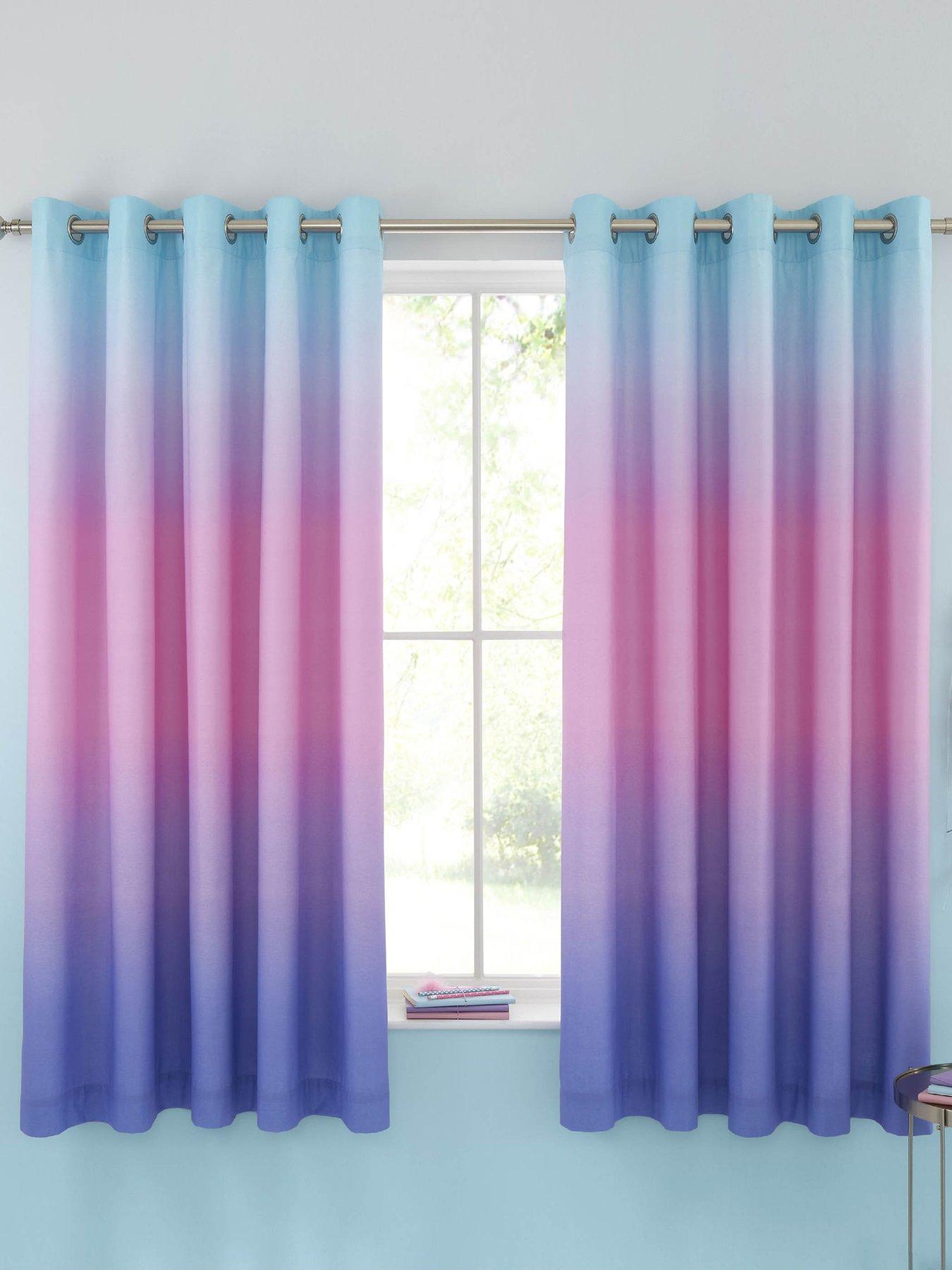 Image 1 of 4 of Catherine Lansfield Ombre Rainbow Clouds Lined Eyelet Curtains Two Panels W168xD183cm(W66xD72inches)