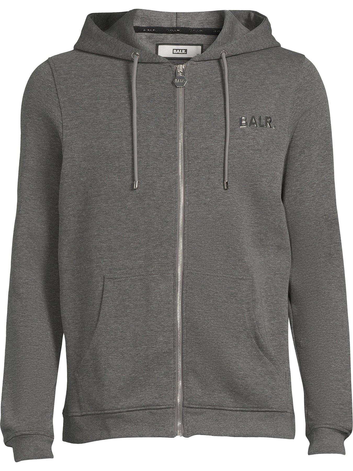 BALR Q-Series Straight Zip Through Hoodie - Grey | very.co.uk