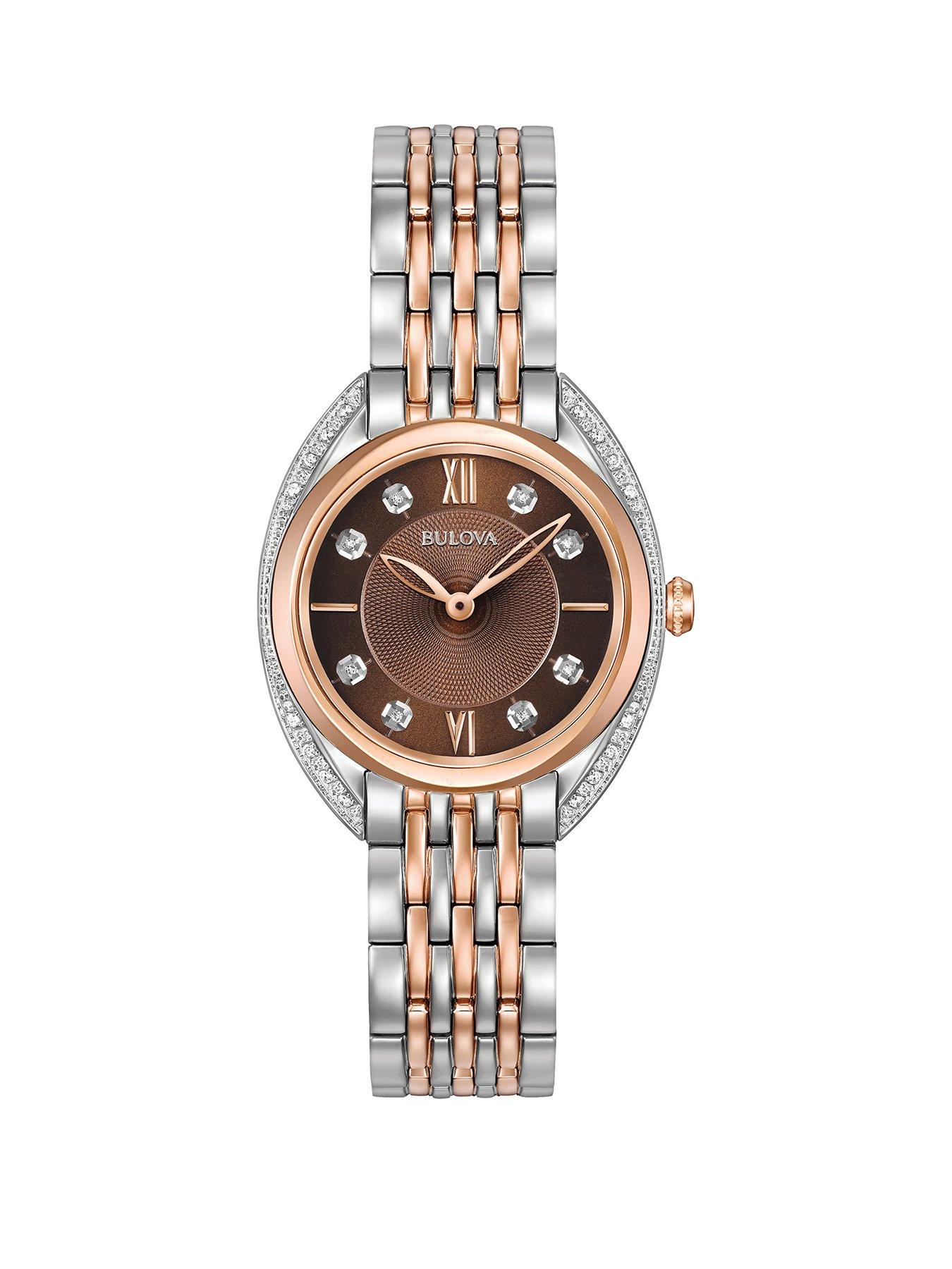 Bulova gold and diamond watch hot sale