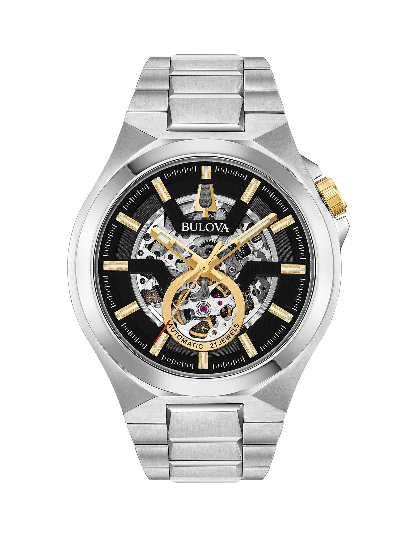 Product photograph of Bulova Men S Classic Maquina Stainless Steel Watch from very.co.uk