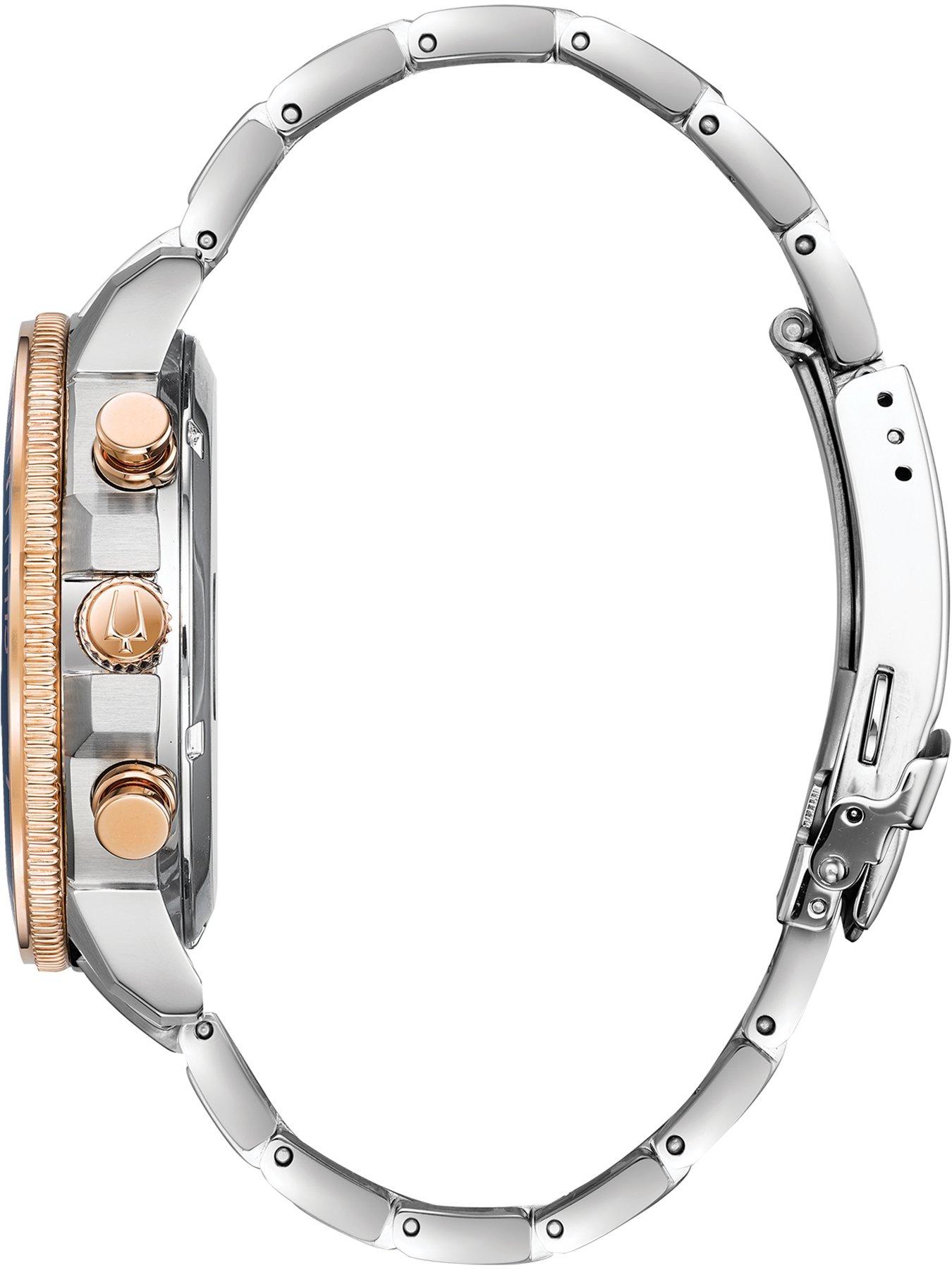 Bulova men's marine star blue & rose gold tone watch hot sale