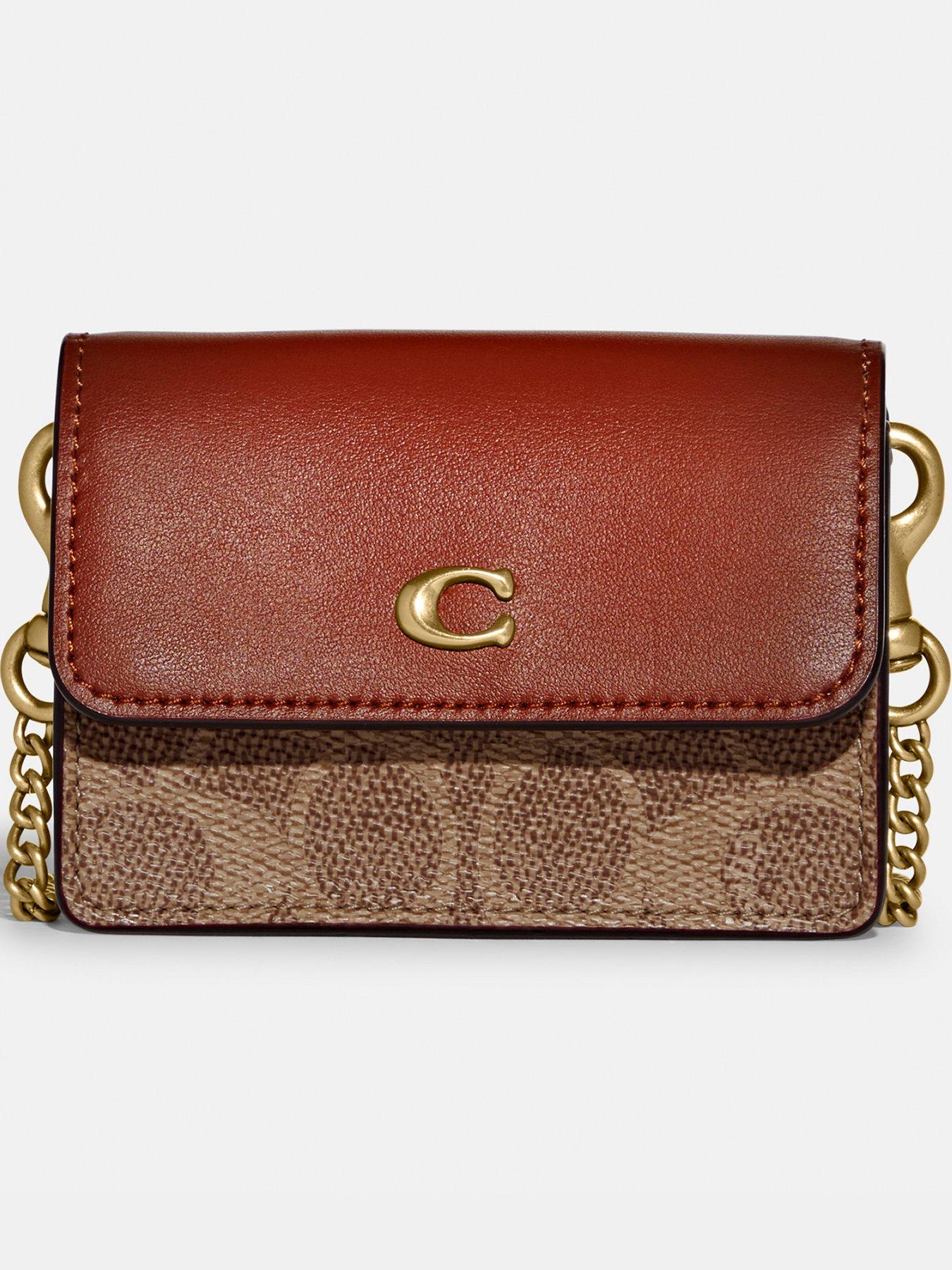 Coach Colorblock Coated Canvas Signature Half Flap Card Case - Tan Rust|