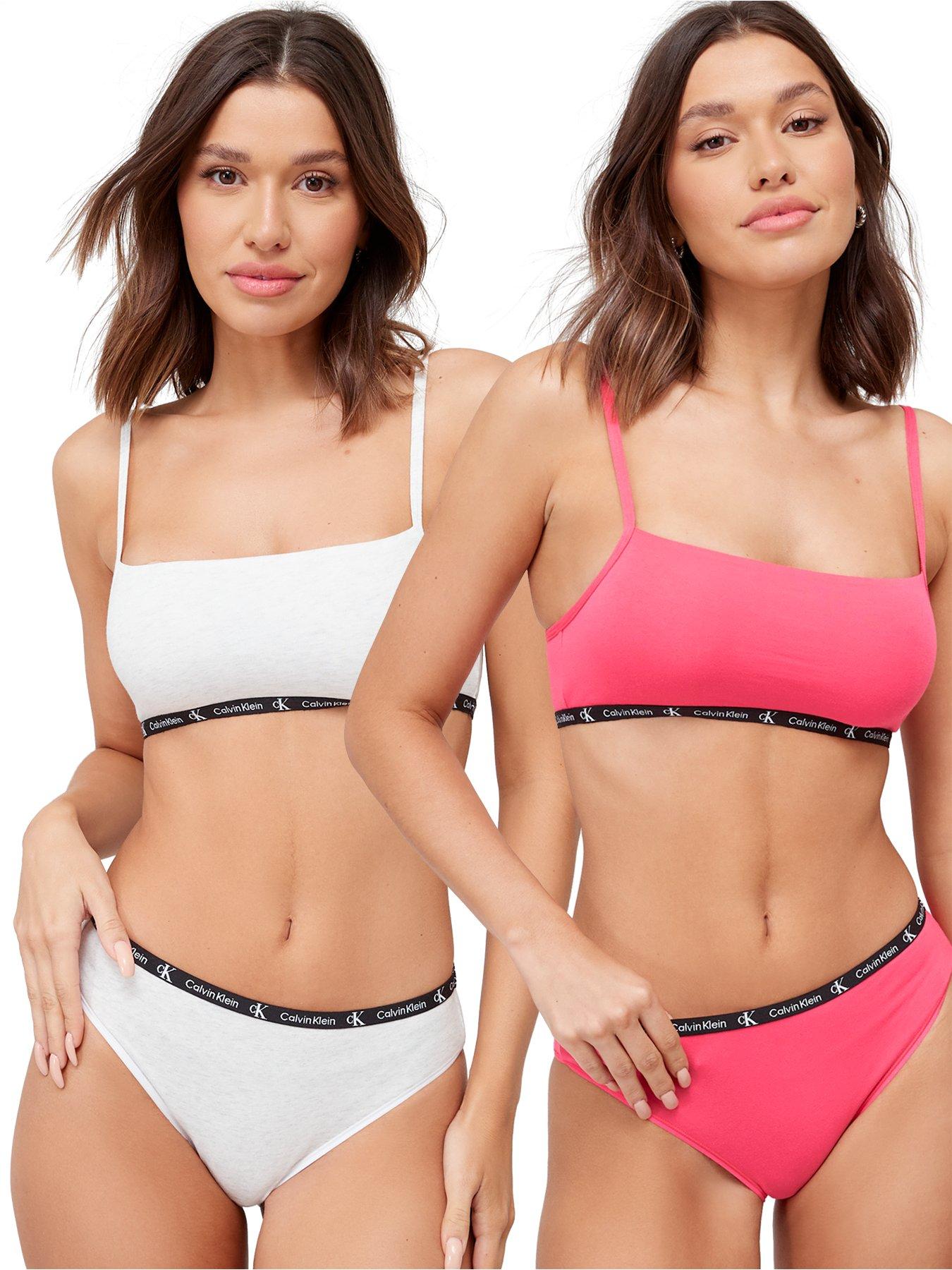 Calvin Klein Girls' Training Bra Cotton Bralette with Adjustable Straps, 3  Pack, White/Pink/Multi, Large