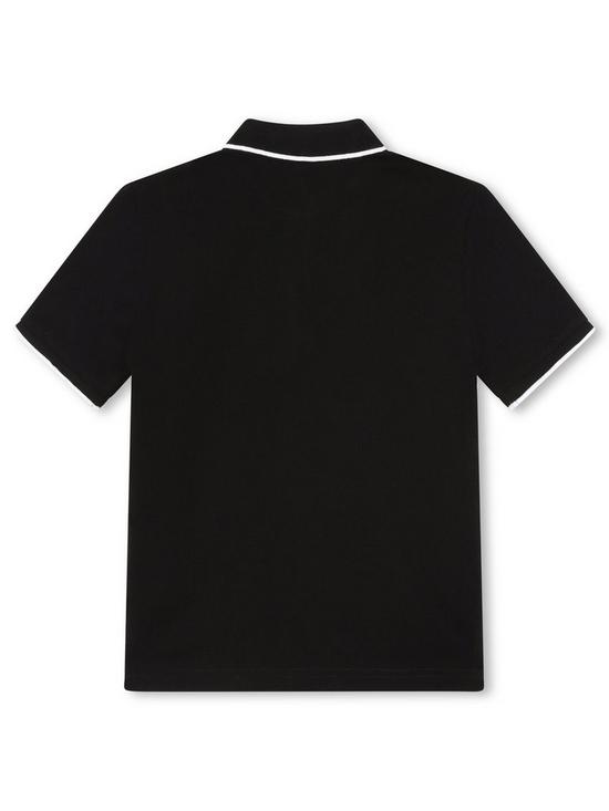 back image of boss-boys-short-sleeve-logo-polo-black