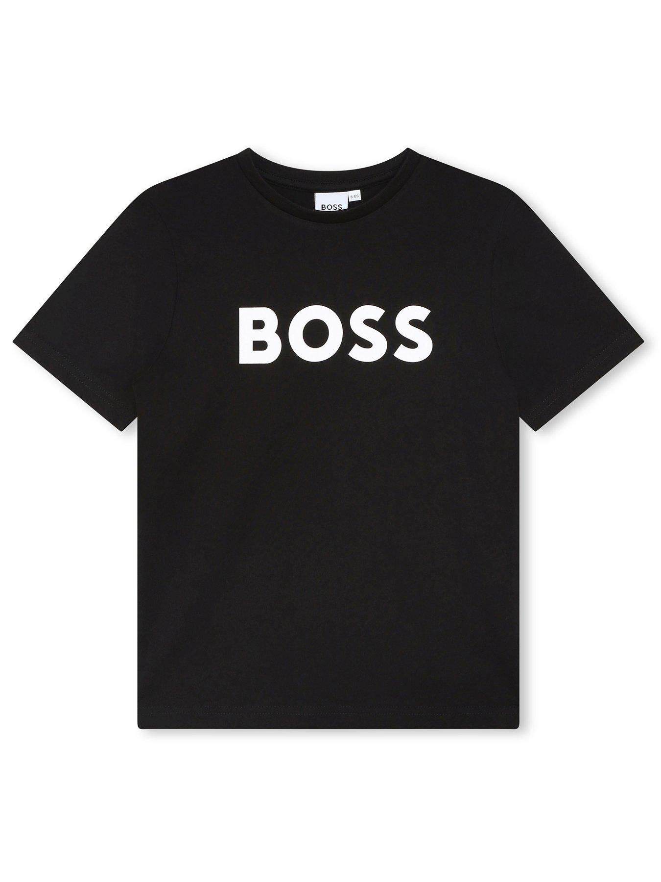 BOSS Boys Short Sleeve Large Logo T-shirt - Black