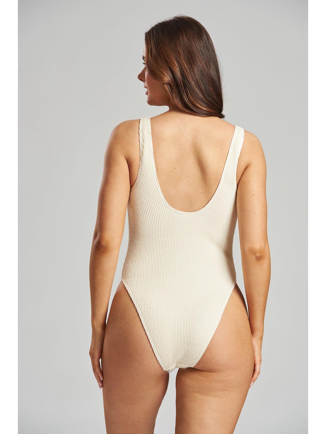 Southbeach Cream Textured Scoop Swimsuit