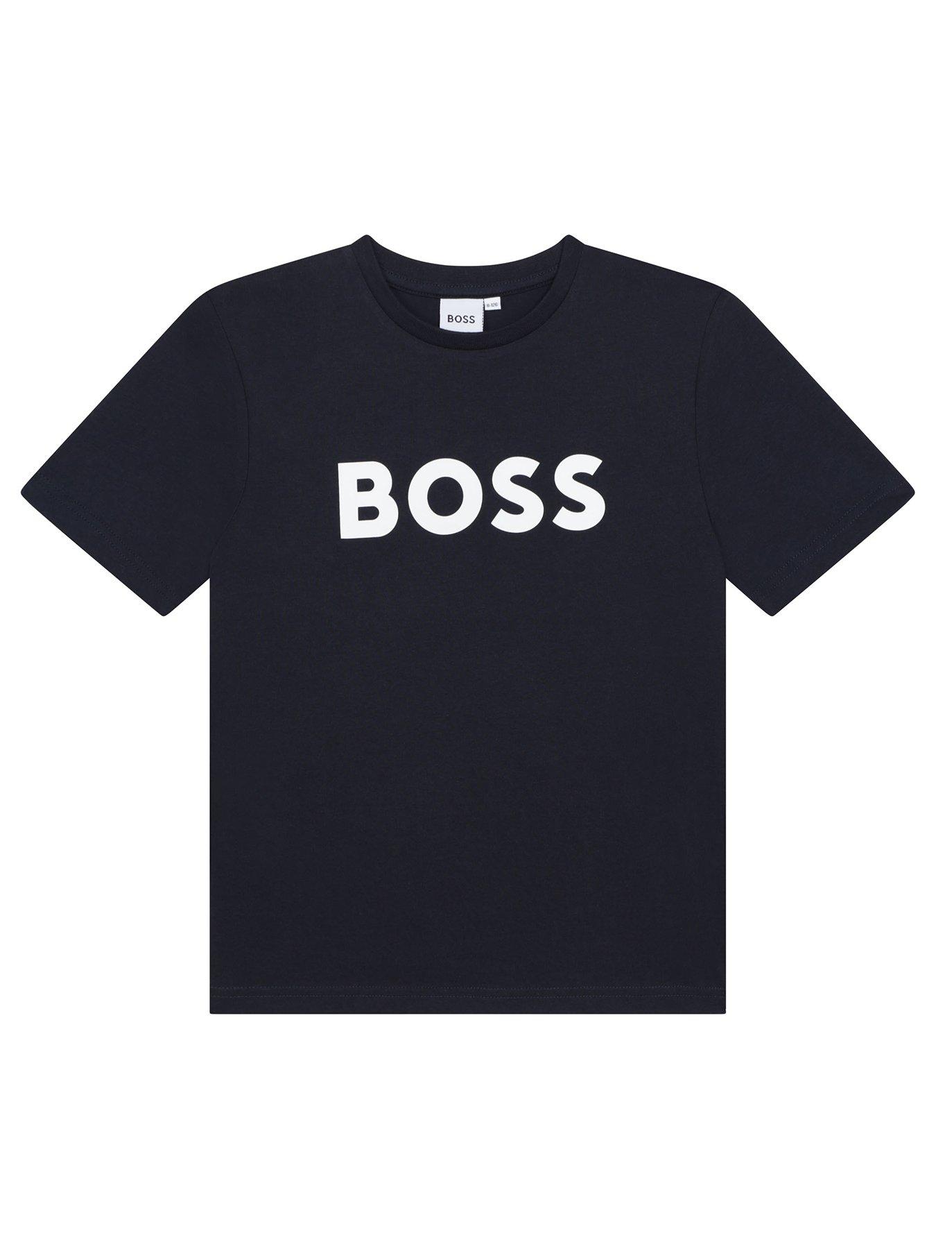 BOSS Boys Short Sleeve Large Logo T-shirt - Navy