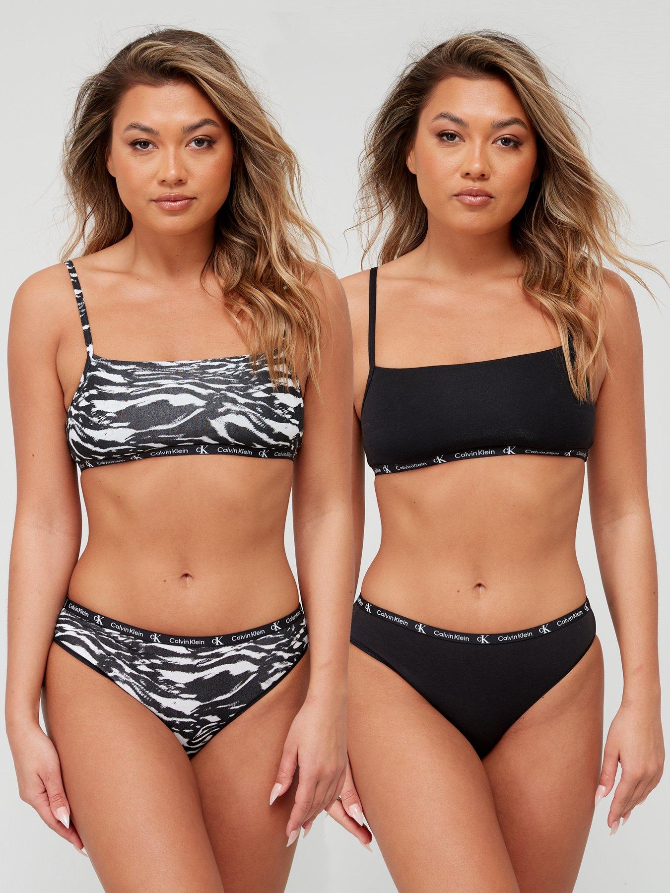 Calvin Klein Unlined Bralette 2 Pack - Black / Grey