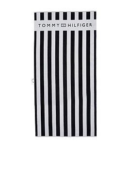 Product photograph of Tommy Hilfiger Stripe Beach Towel - Blue from very.co.uk
