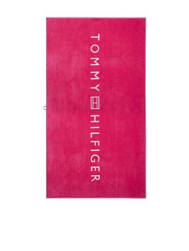 Product photograph of Tommy Hilfiger Beach Towel - Pink from very.co.uk