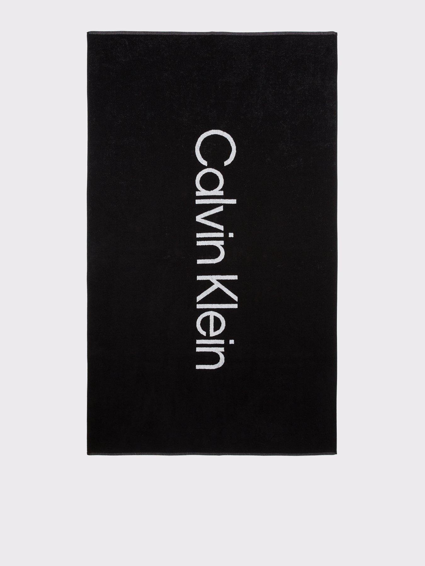 Product photograph of Calvin Klein Beach Towel - Black from very.co.uk