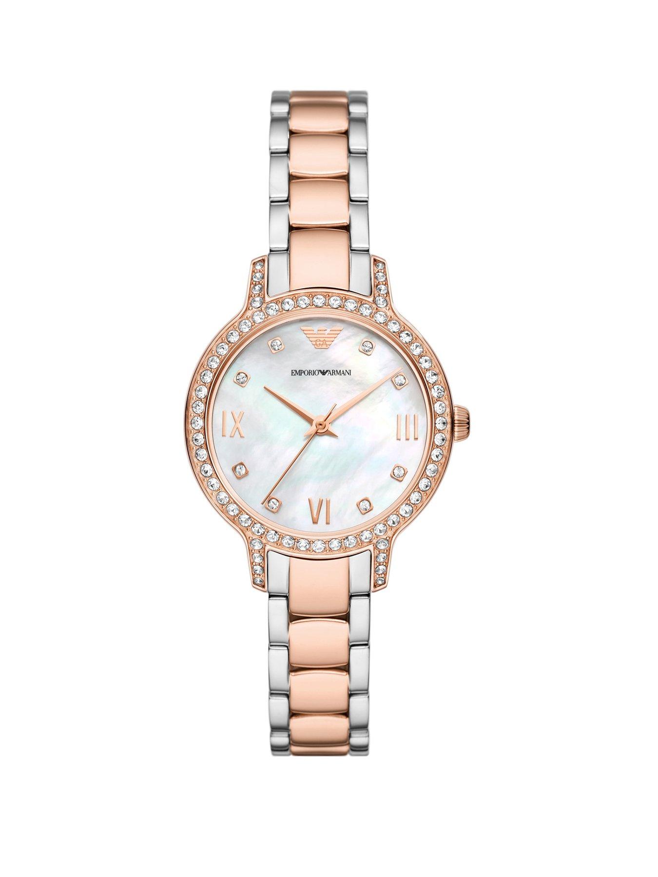 Product photograph of Emporio Armani Traditonal Womens Watch from very.co.uk