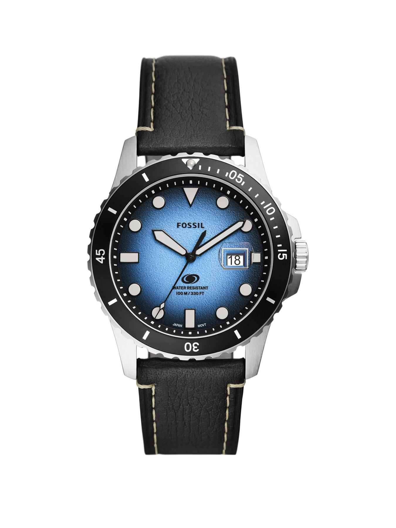 Product photograph of Fossil Blue Men S Traditonal Watch from very.co.uk