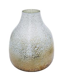 Product photograph of Ivyline Verre Frosted Ribbed Glass Gold Vase from very.co.uk