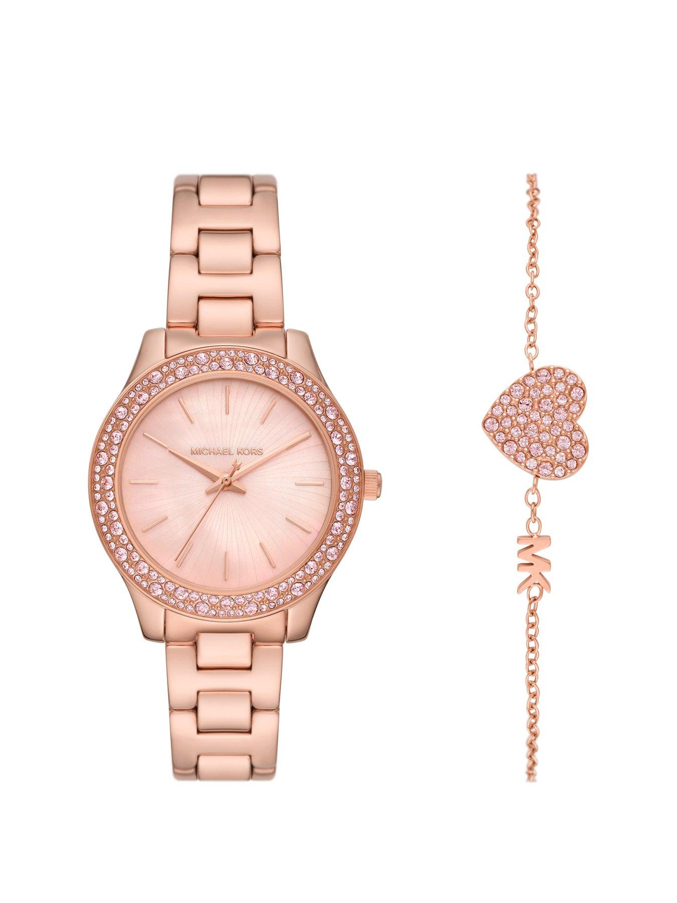 Product photograph of Michael Kors Liliane Womens Watch Bracelet Set from very.co.uk