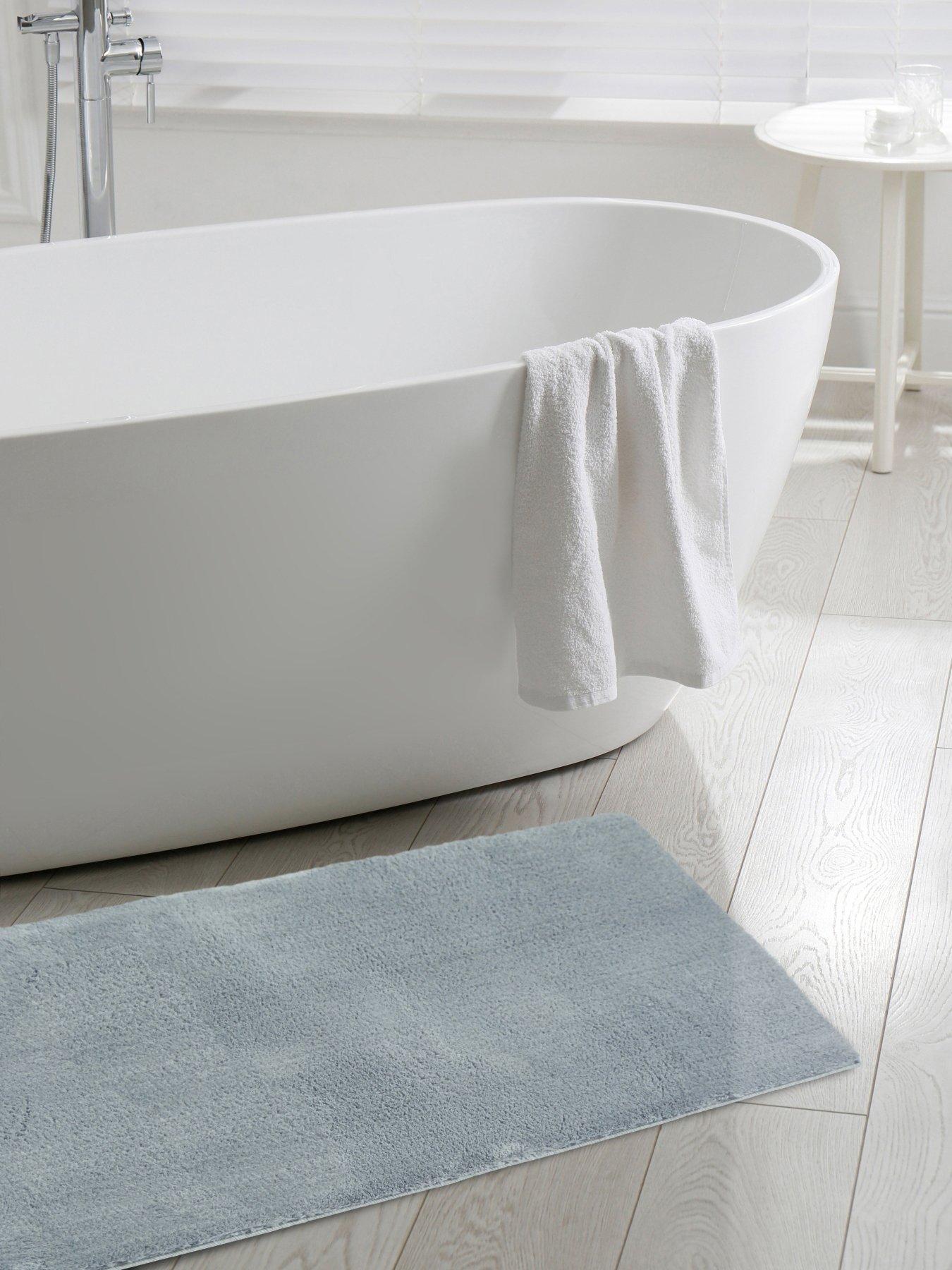 Classic Luxury Bath Mat Floor Towel Set Cotton Hotel Shower, 2 Pack White  color
