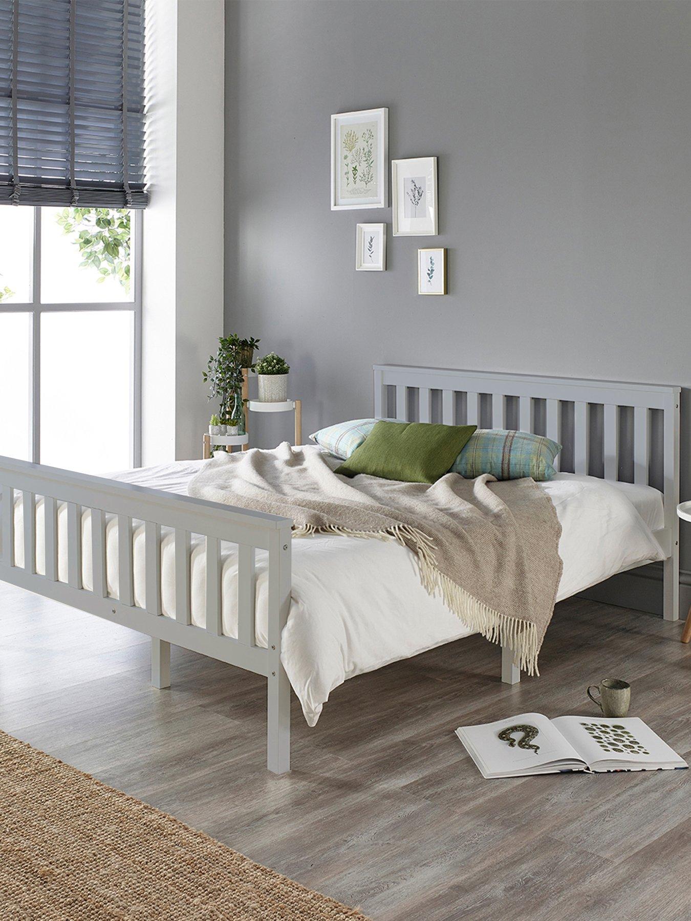 Product photograph of Clayton Wooden Bed Frame With Mattress Options Buy Amp Save - Grey - Bed Frame With Microquilt Mattress from very.co.uk