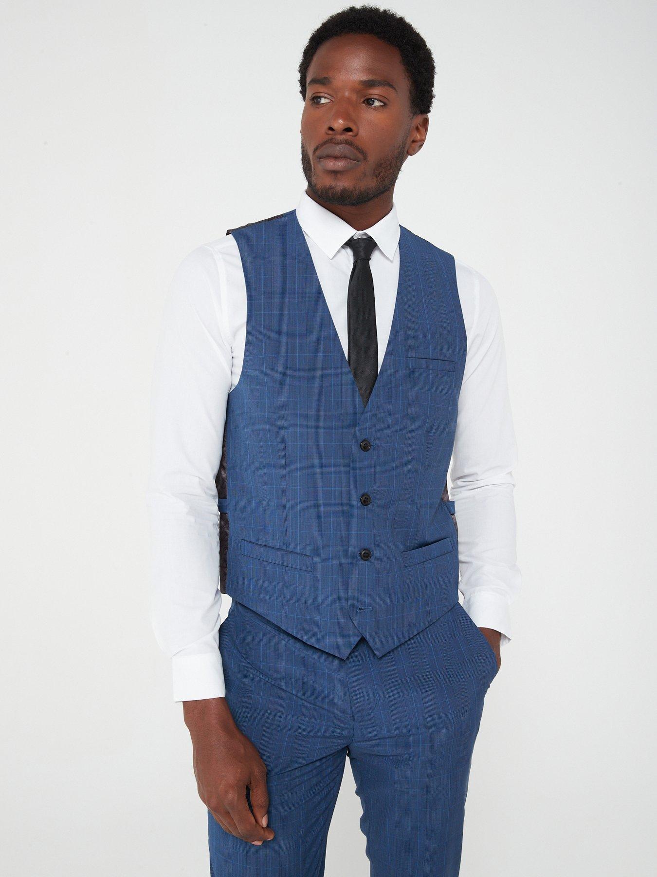 Peter Werth X Very Slim Fit Check Waistcoat Navy very