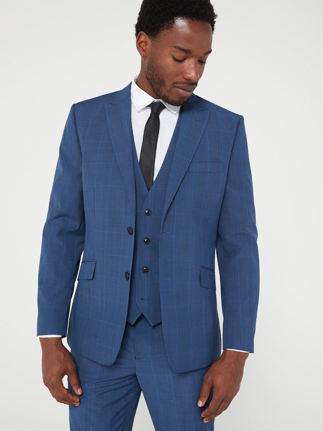 Navy check outlet suit jacket