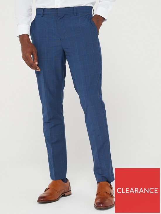 front image of peter-werth-x-very-slim-fit-check-suit-trouser-navy