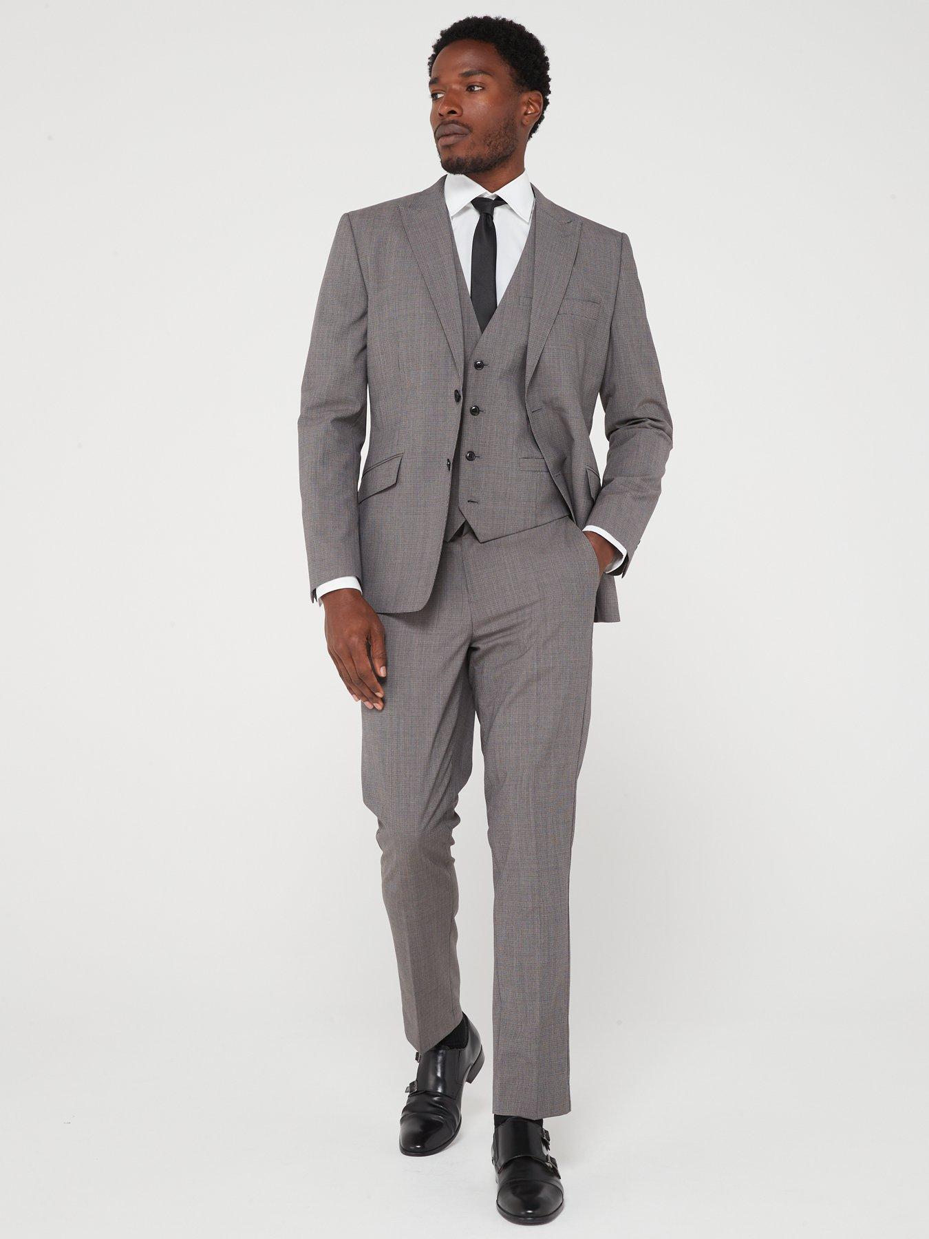 Peter Werth X Very Slim Fit Dogtooth Suit Trousers - Brown | Very.co.uk