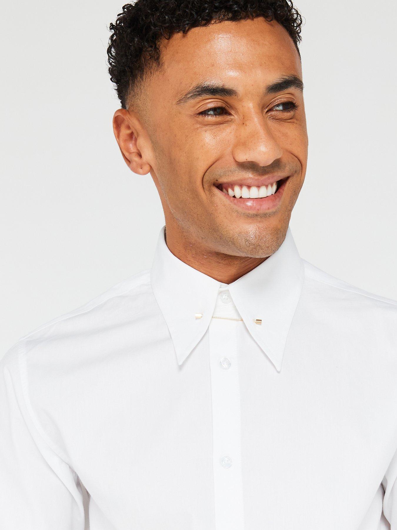 Image 4 of 4 of Peter Werth X Very Long Sleeve Collar Bar Shirt - White