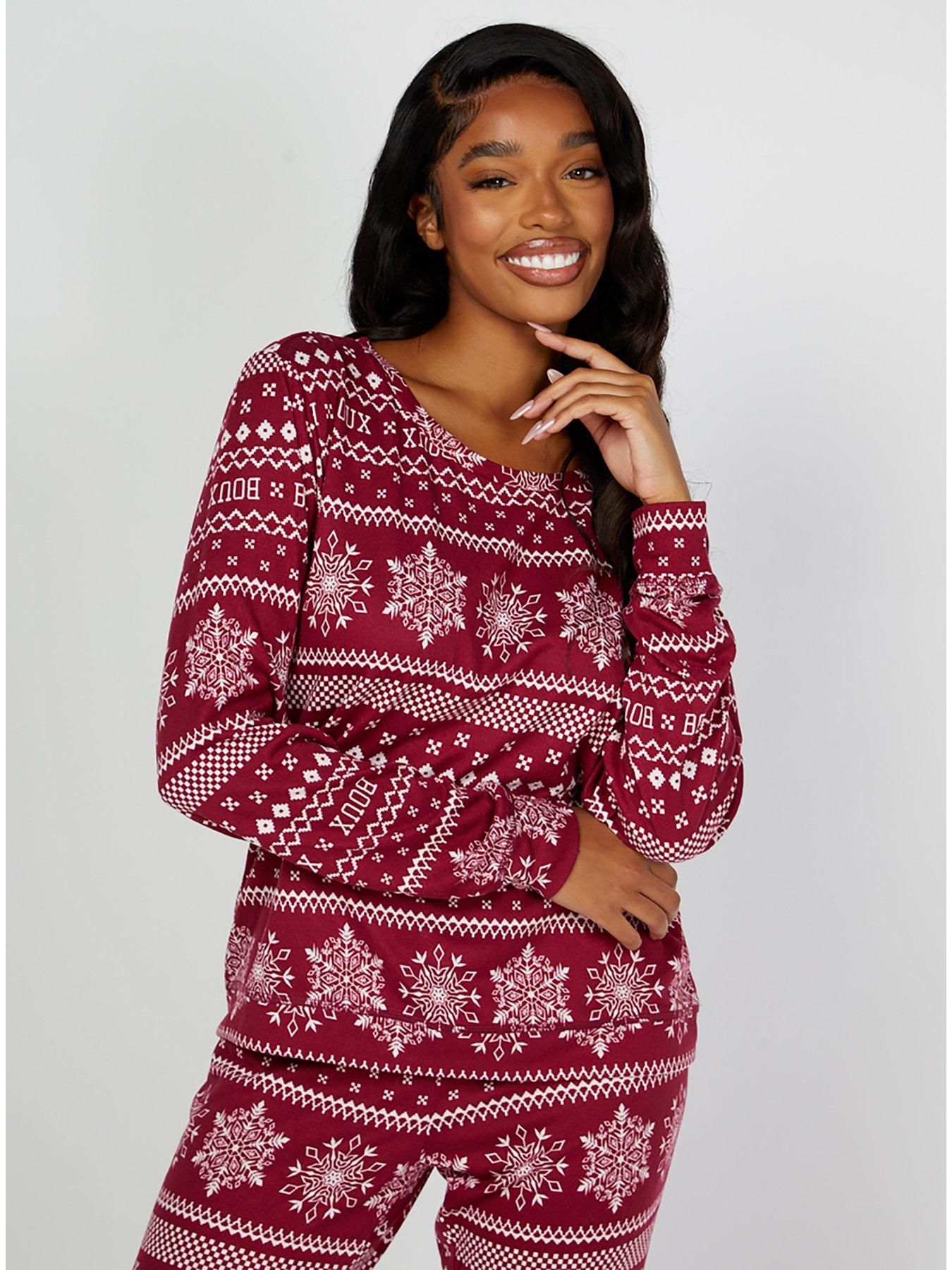 Boux Avenue Christmas Burgundy Fairisle Twosie Ivory Mix very