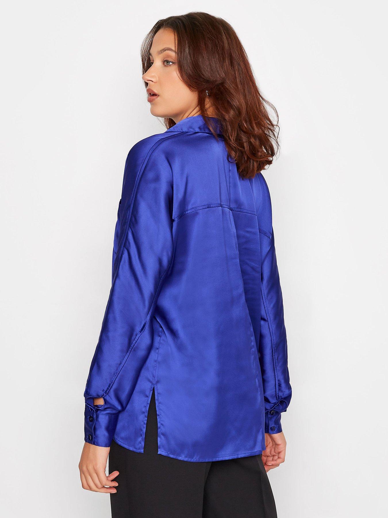 Long Tall Sally Satin Pocket Shirt - Blue | very.co.uk