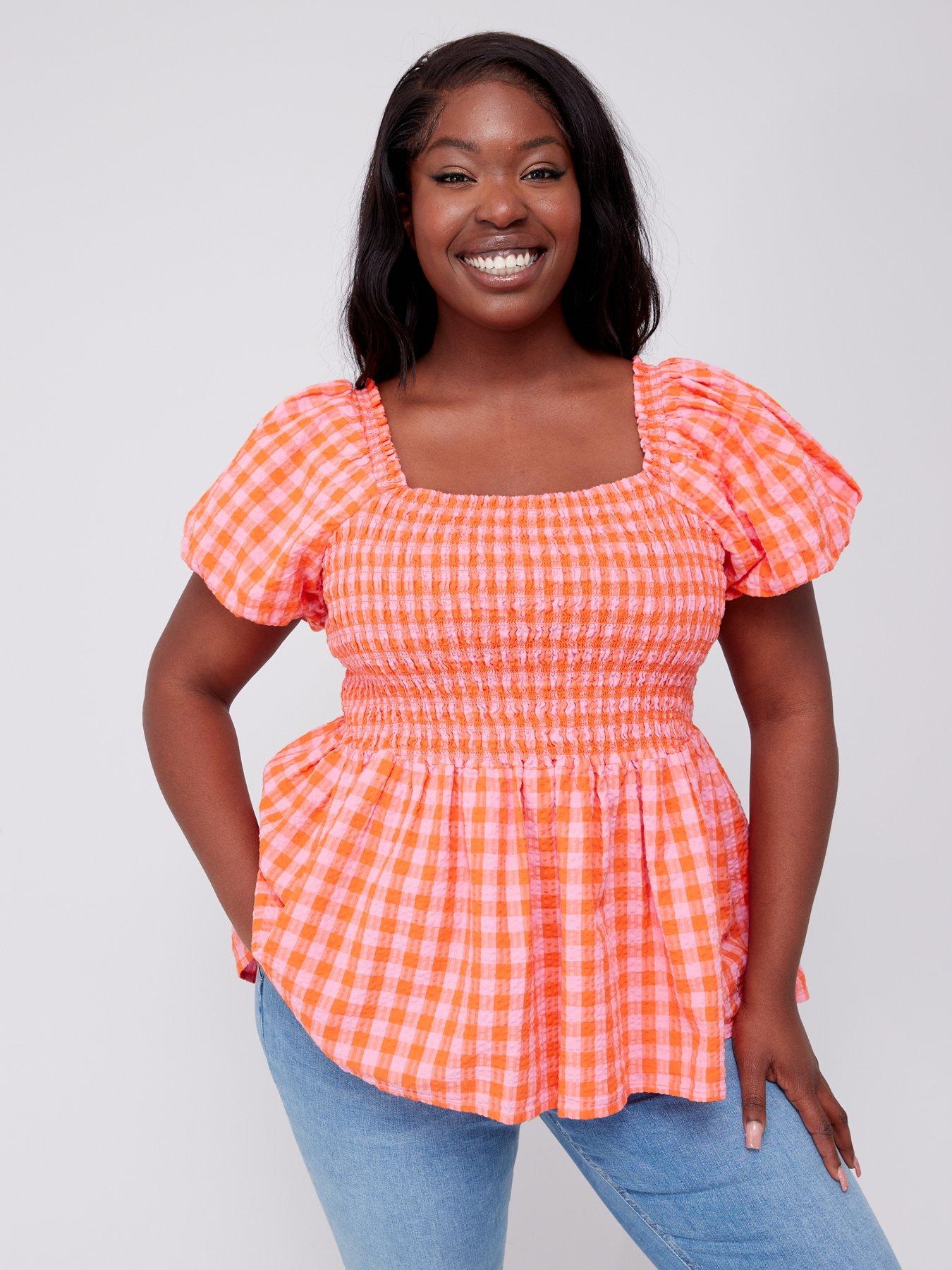 Gingham store peplum top