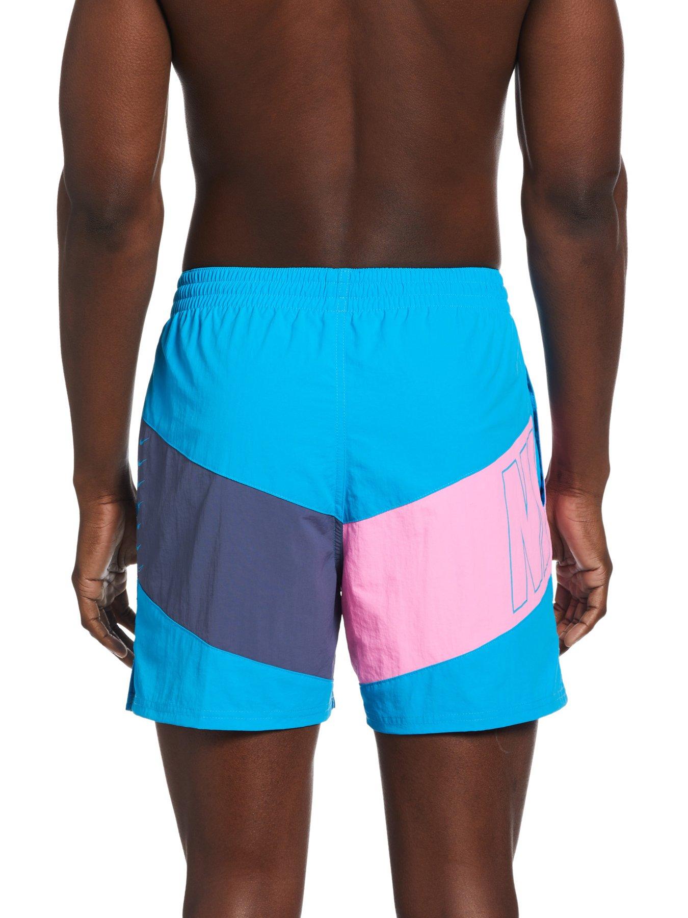 Nike Split 5 Inch Diagonal Colour Block Volley Shorts Blue Very.co.uk