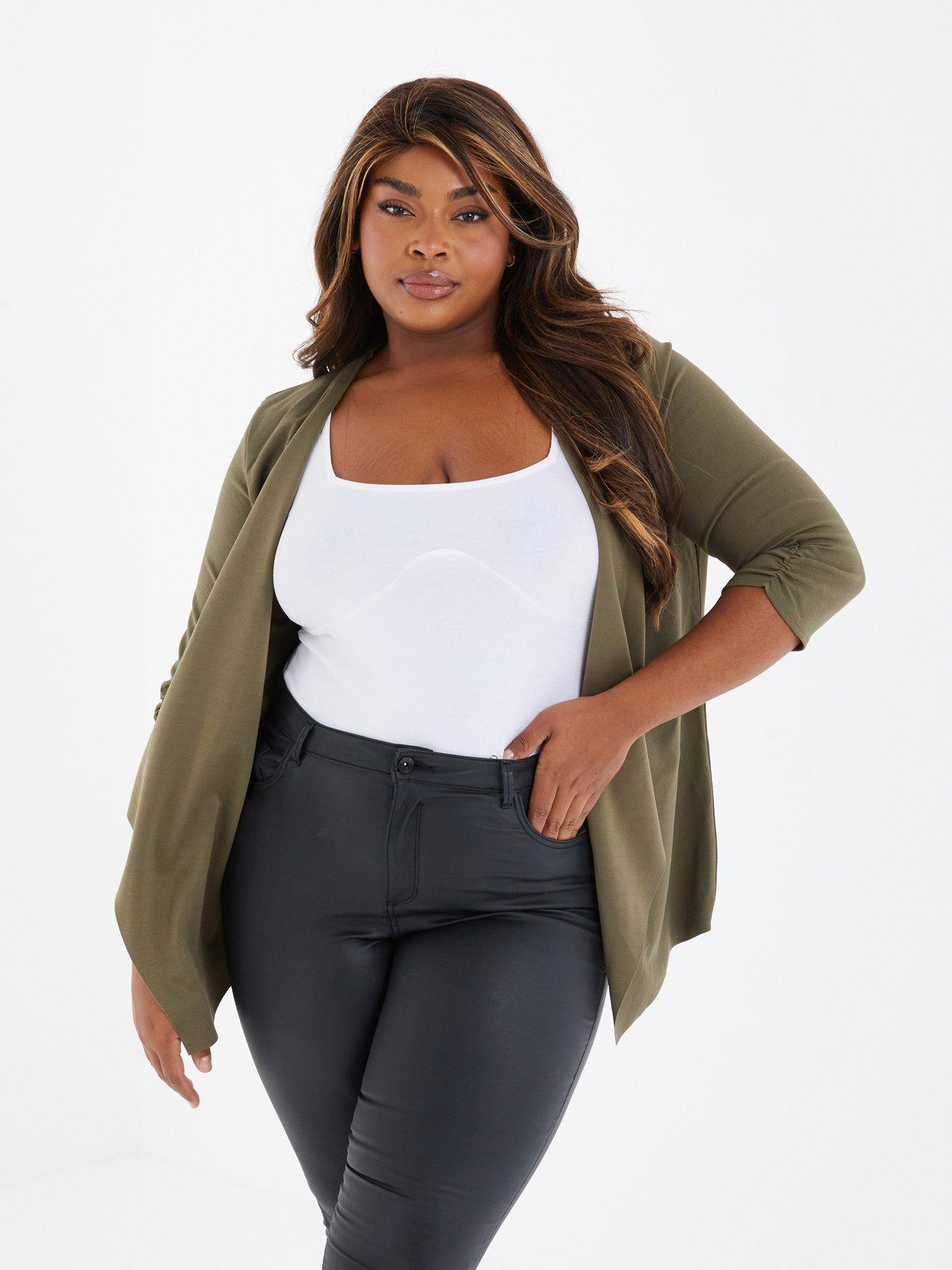 Plus size waterfall outlet blazer