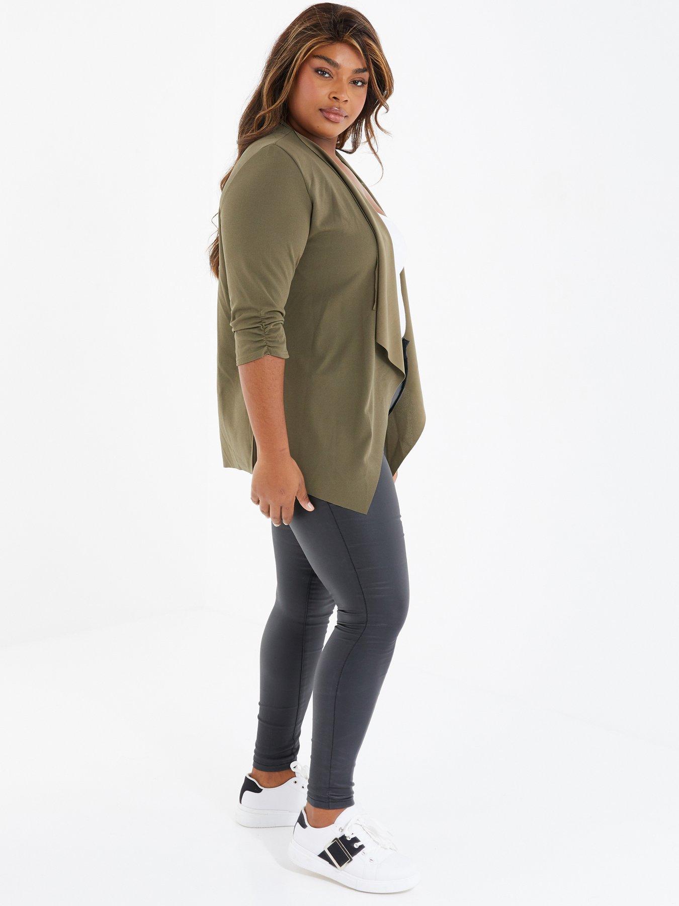 Quiz Curve Curve Curve Waterfall Blazer Khaki