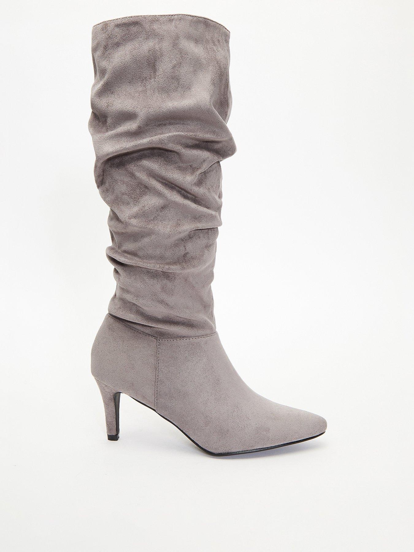 Knee high hotsell grey boots uk