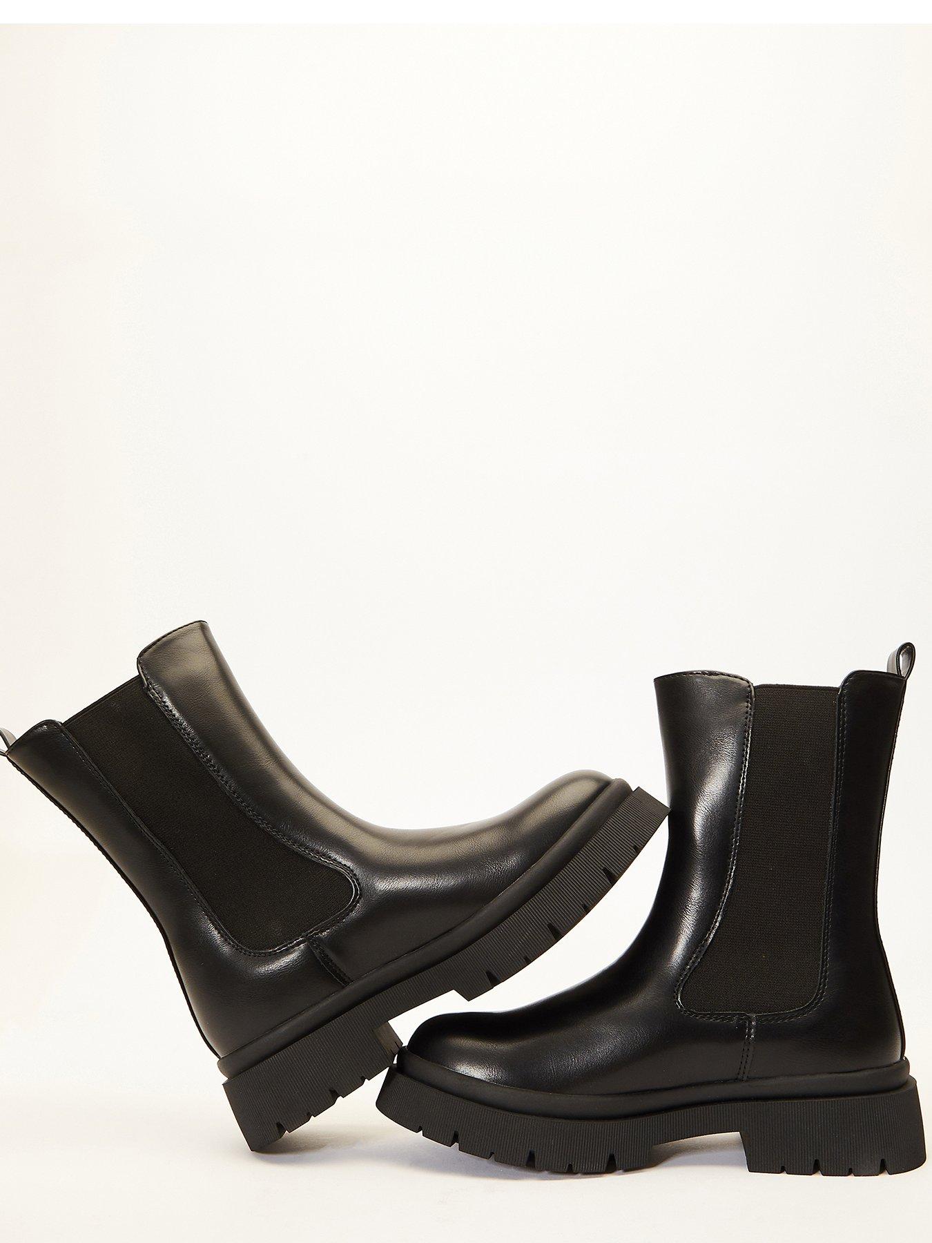 Quiz Faux Leather Chunky Chelsea Boots