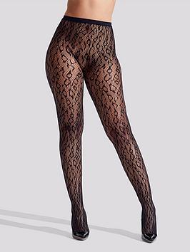 ann summers hosiery the animal lace tights, black, size s, women