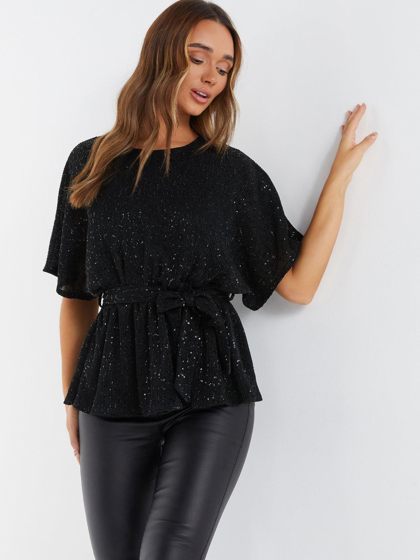 Black sparkly tops sales uk