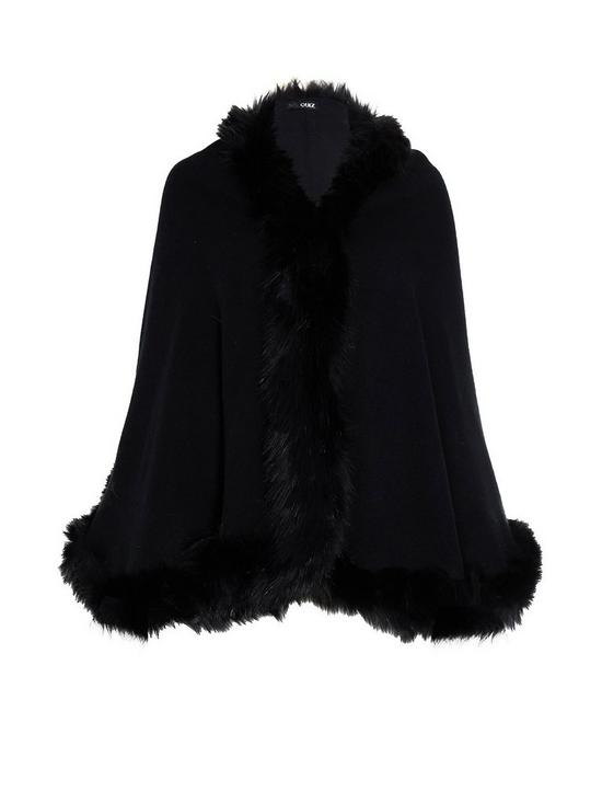 outfit image of quiz-full-faux-fur-trim-cape-black