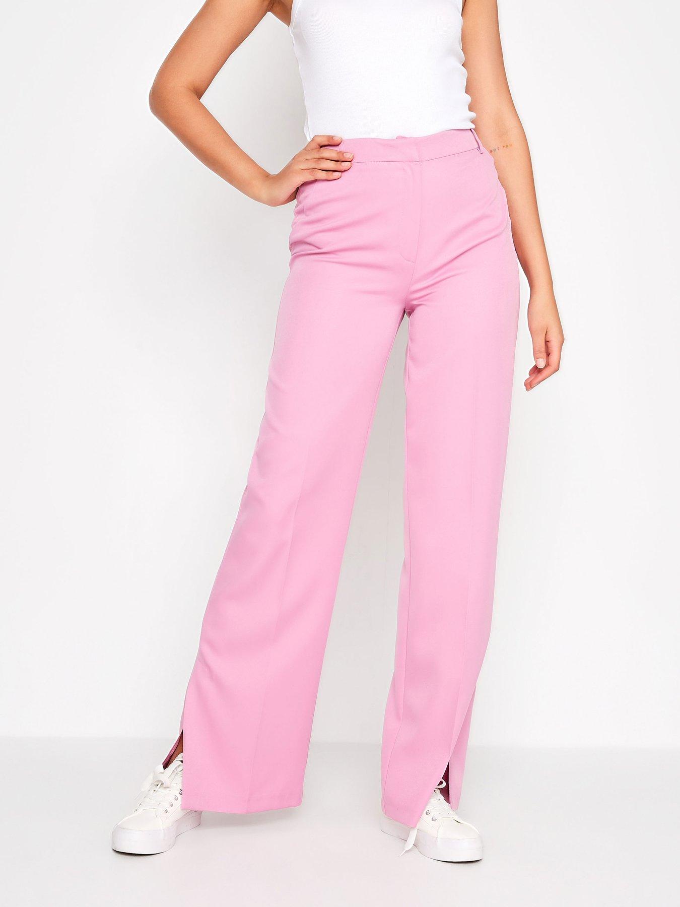 Long Tall Sally Pink Split Detail Wide Leg Trousers Very