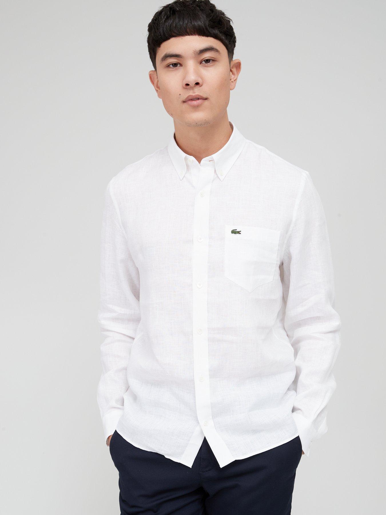 Lacoste white linen shirt best sale