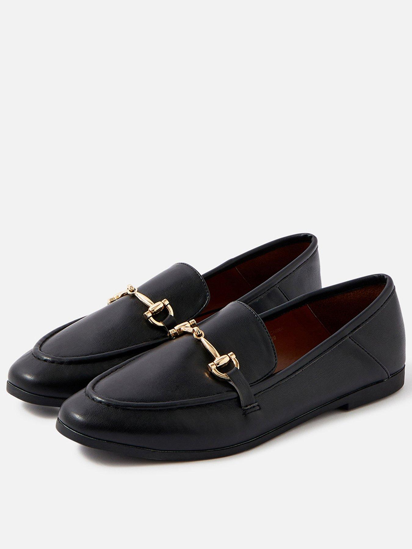 Black leather loafers clearance with gold buckle