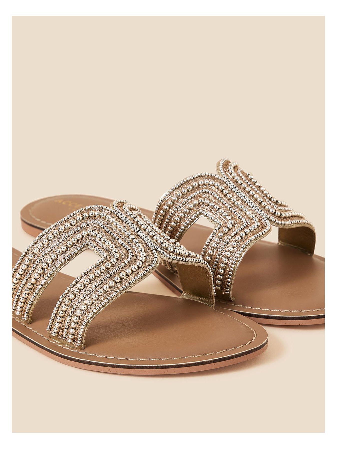 Gold on sale beaded sandals