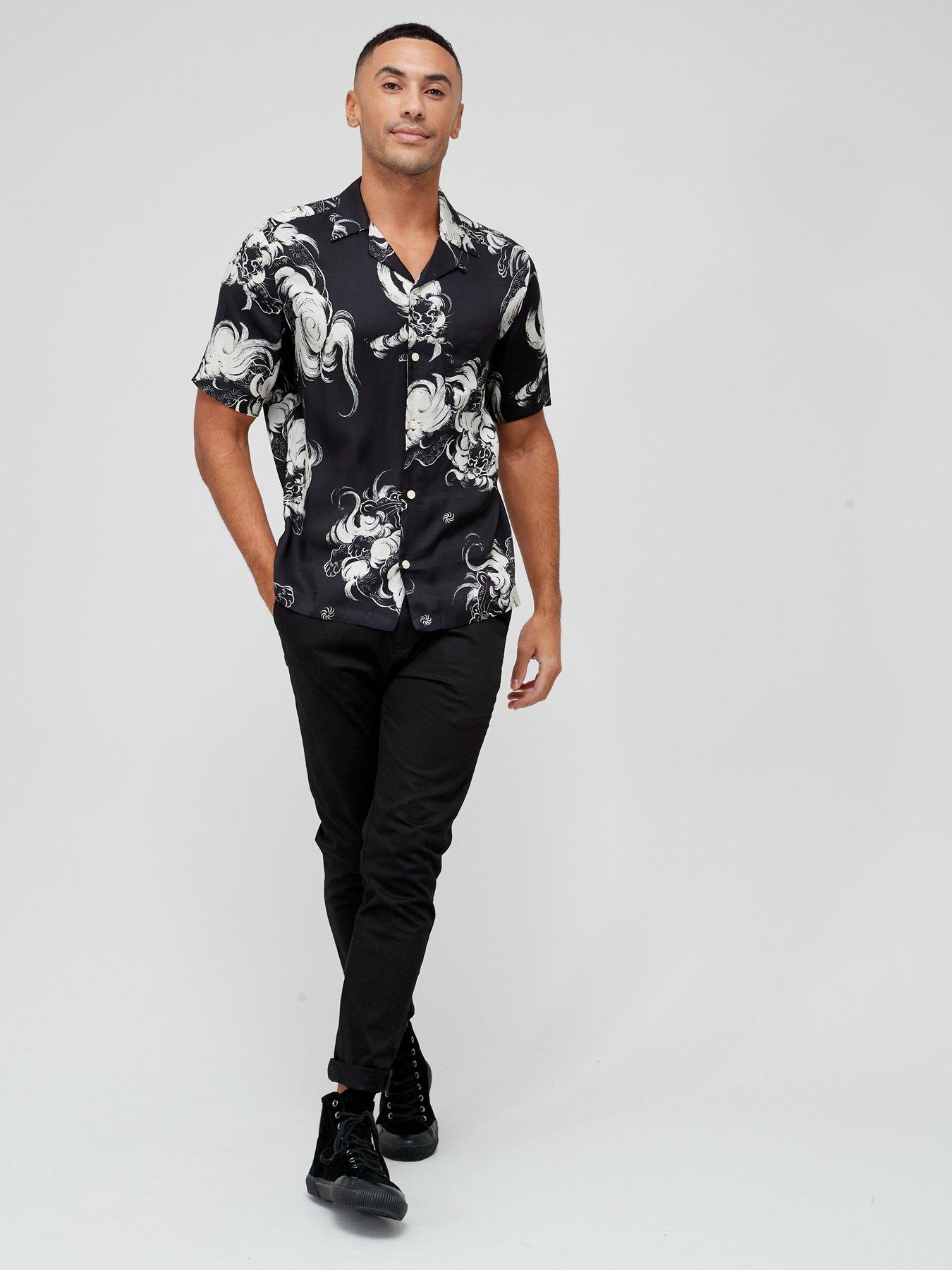 Zion Print Short Sleeve Shirt - Black