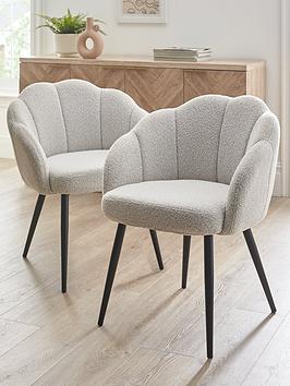 Product photograph of Very Home Angel Pair Of Boucle Dining Chairs - Cream Black from very.co.uk