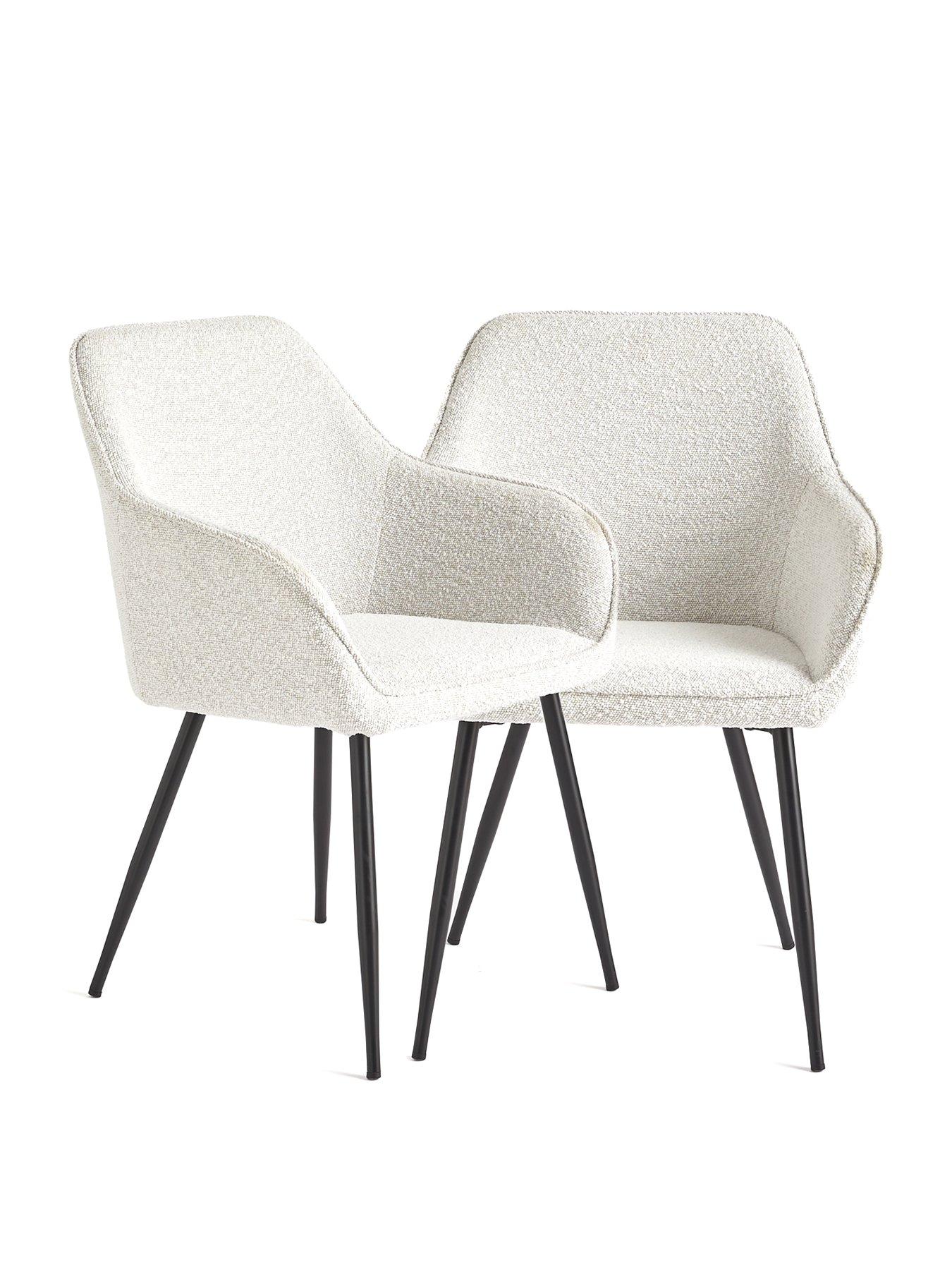 Image 2 of 6 of Very Home Alisha Pair of Boucle Dining Chairs - Cream/Black&nbsp;- FSC&reg; Certified