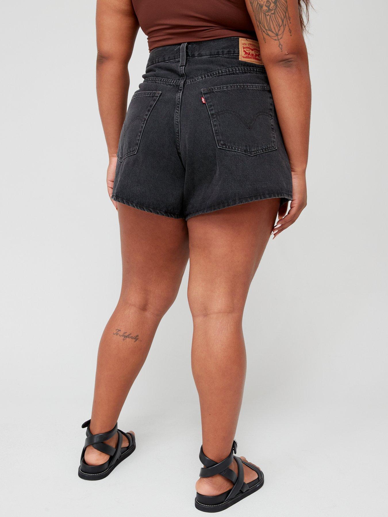 Plus High Waist Mom Denim Short Wonderful Black
